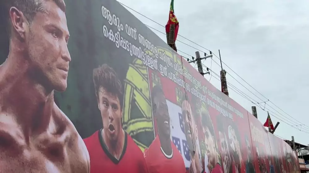 A flex put up by fans of the Portugal team. Photo: Sunil Baby A flex put up by fans of the Portugal team. Photo: Sunil Baby