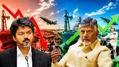 Graphic showing competing claims over industrial investments in Tamil Nadu and Andhra Pradesh.