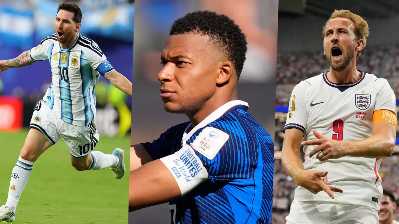 Lionel Messi, Kylian Mbappe and Harry Kane
