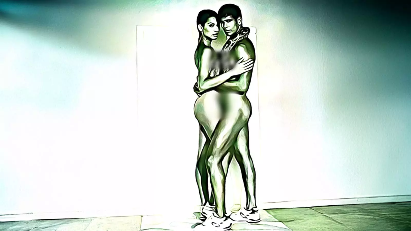 Madhu Sapre and Milind Soman in the controversial 90s Tuff shoes adverstisement. Public censure was directed disproportionately towards Sapre.&nbsp;