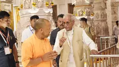 General secretary of the Shri Ram Janmabhoomi Trust, Champat Rai (right)