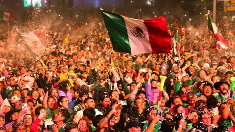 Mexico fans celebrate their teams victory over Ecuador in FIFA World Cup 2026