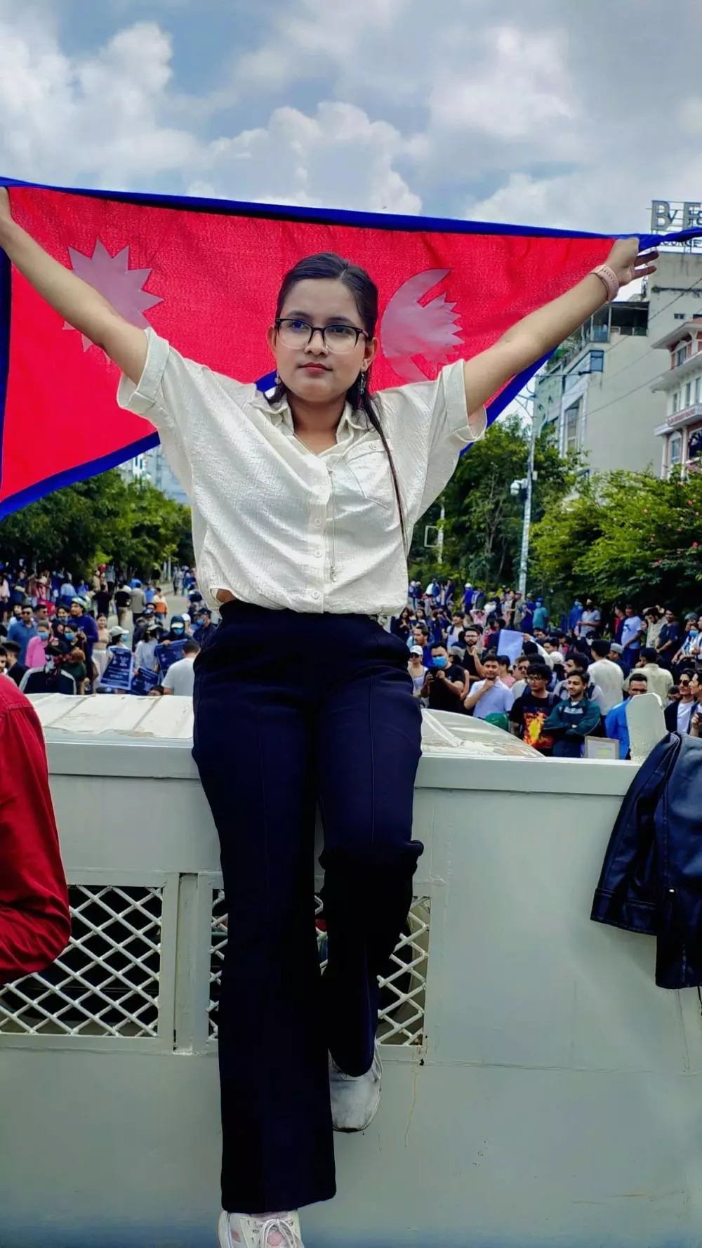 Jasmine Ojha, during the 2025 agitation. Photo: By special arrangement