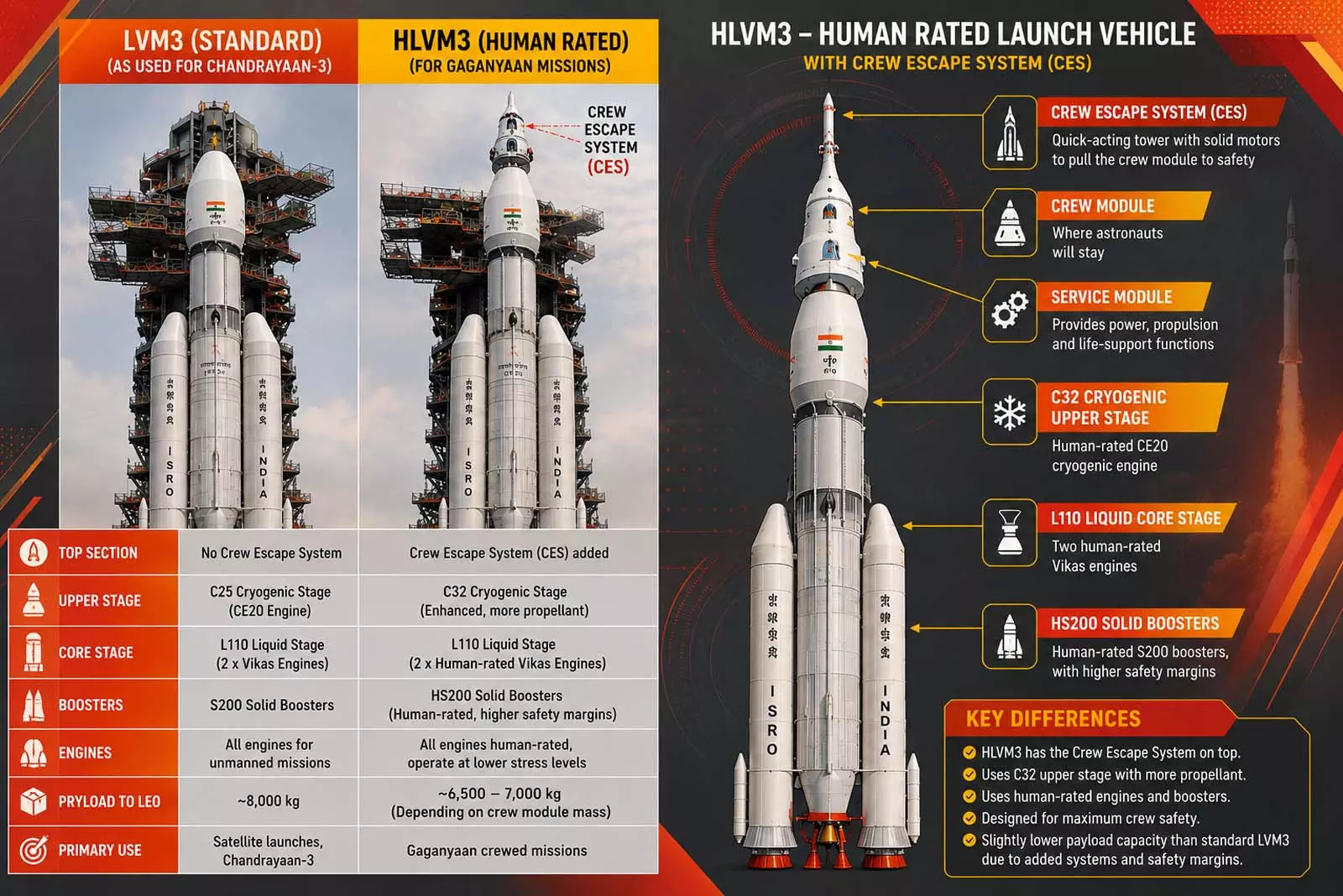 ISRO has taken its proven heavy-lift workhorse, the LVM3, popularly known as Bahubali, and transformed it into a Human Rated Launch Vehicle, or HLVM3.