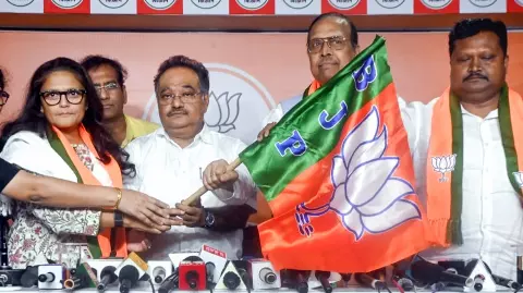 Three former TMC Rajya Sabha MPs join BJP Three former TMC Rajya Sabha MPs join BJP