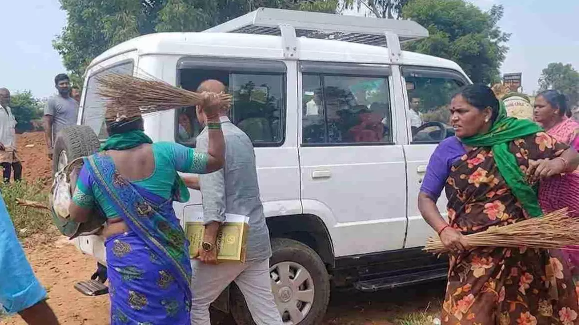 Bidadi survey turns chaotic; women chase away officials with brooms