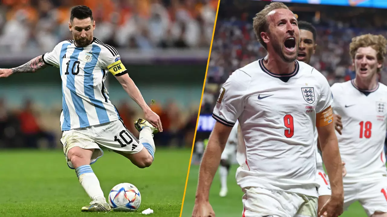 Argentinas Lionel Messi and Englands Harry Kane