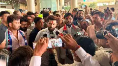 Chirag Paswan speaking to the press at Lucknow airport
