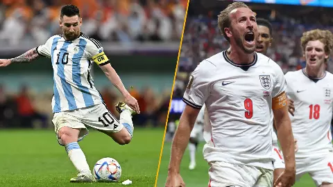 Argentinas Lionel Messi and Englands Harry Kane Argentinas Lionel Messi and Englands Harry Kane