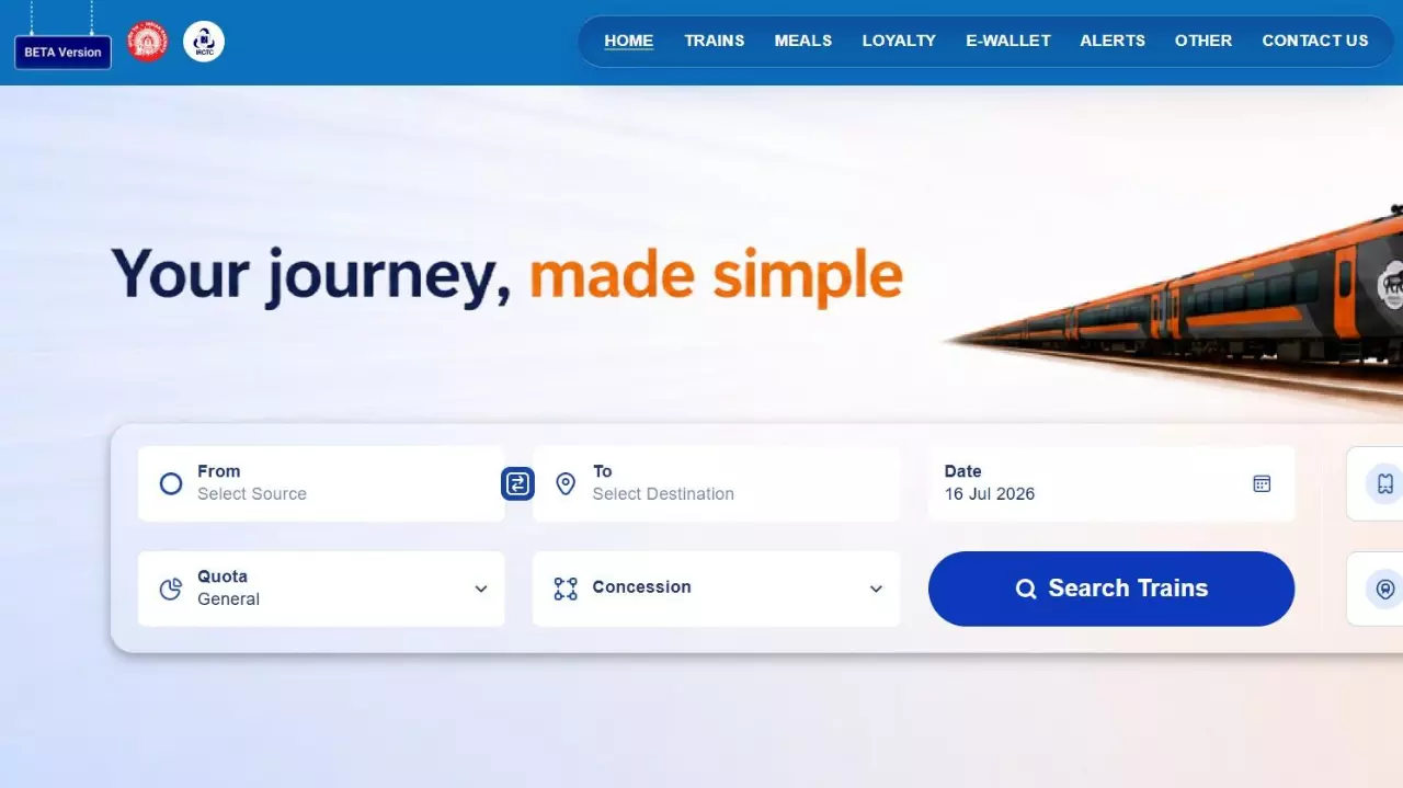 IRCTC beta website