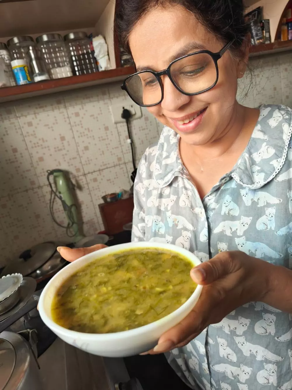 Saleha Yohan with a comforting bowl of hukoti shoroo. Photo: By special arrangement
