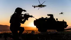 Battlefield with a soldier