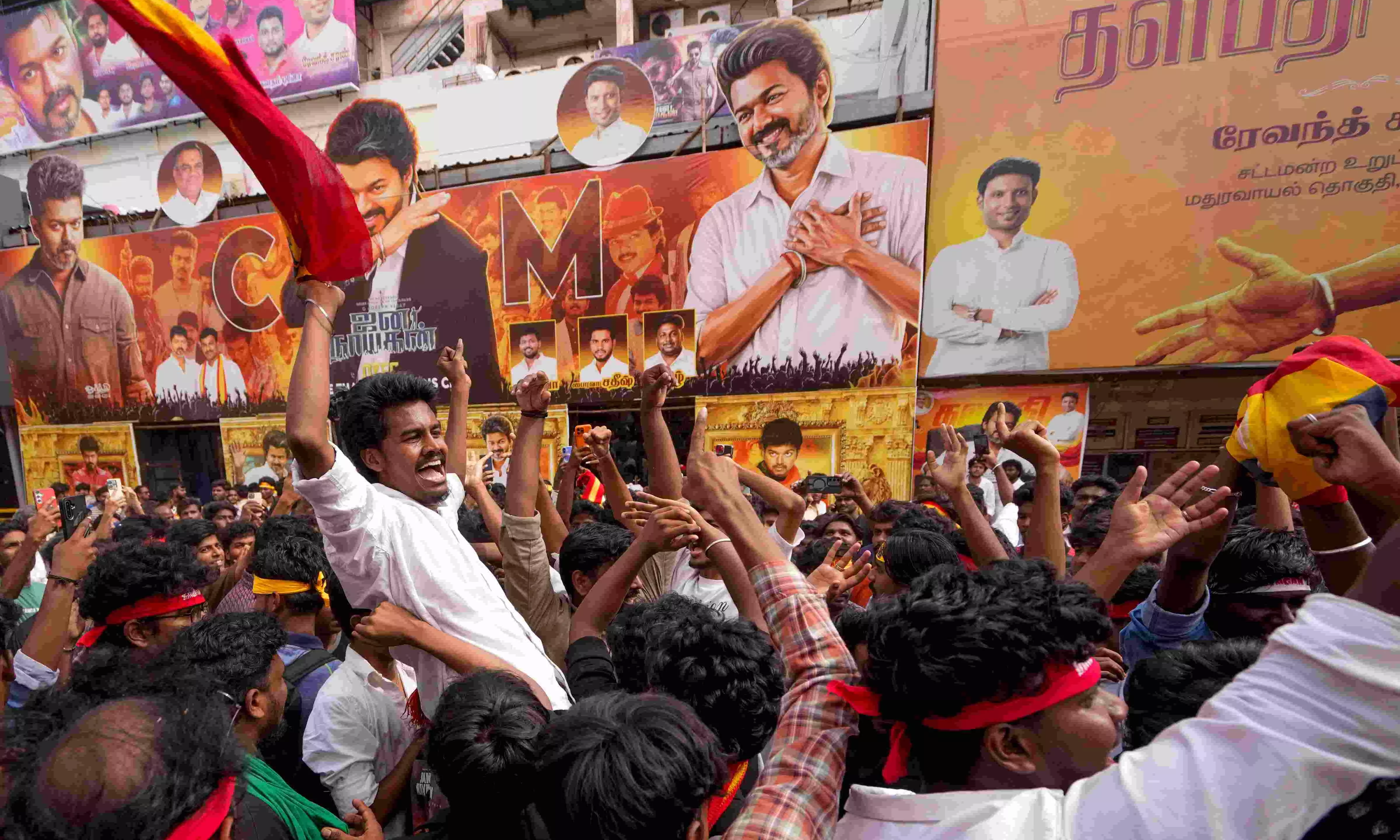 Fans celebrate during the theatrical release of film Fans celebrate during the theatrical release of film