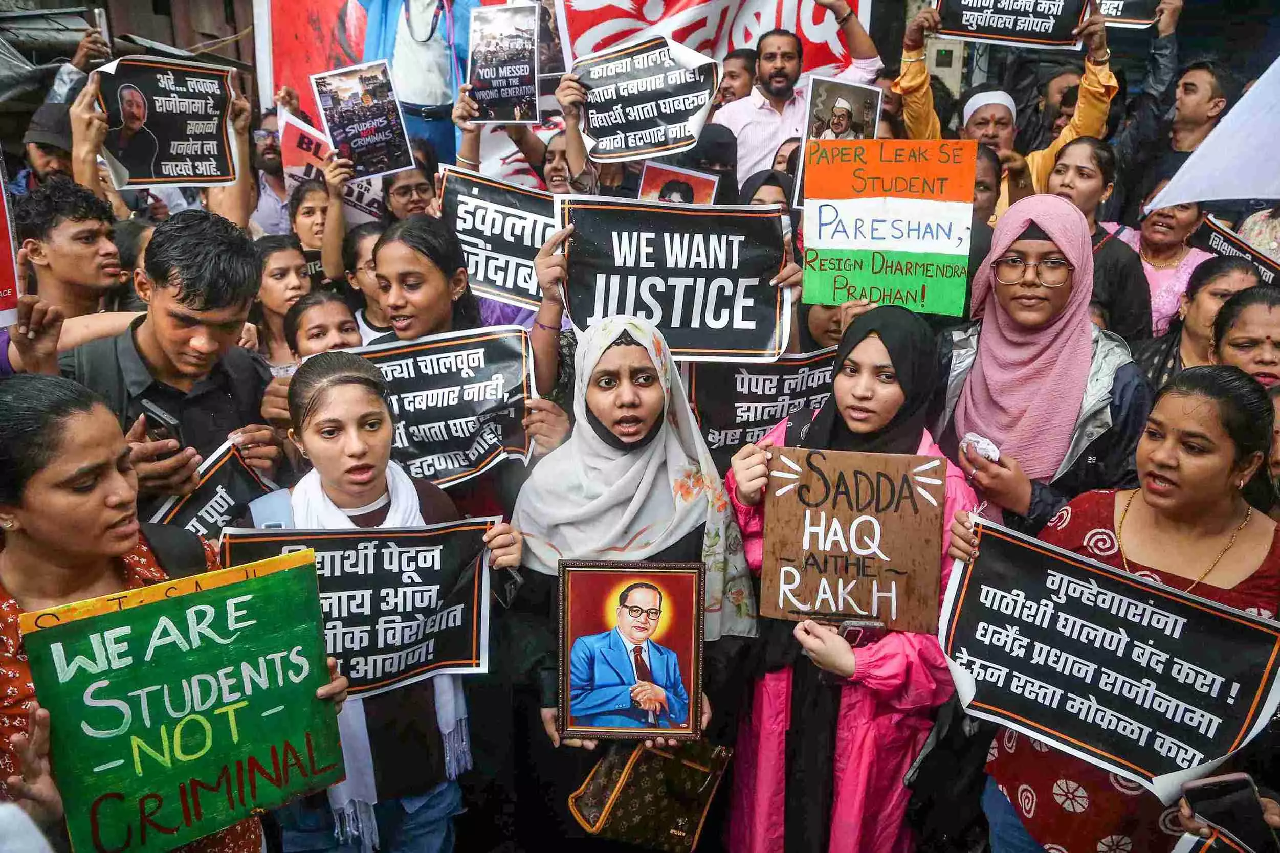 File photo of students protest in Mumbai.&nbsp;