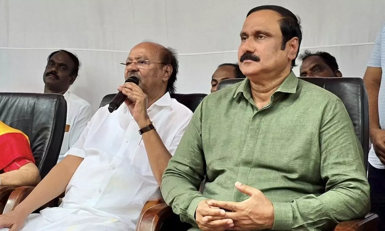 PMK patriarch S Ramadoss bows out of politics, hands mantle to son Anbumani PMK patriarch S Ramadoss bows out of politics, hands mantle to son Anbumani
