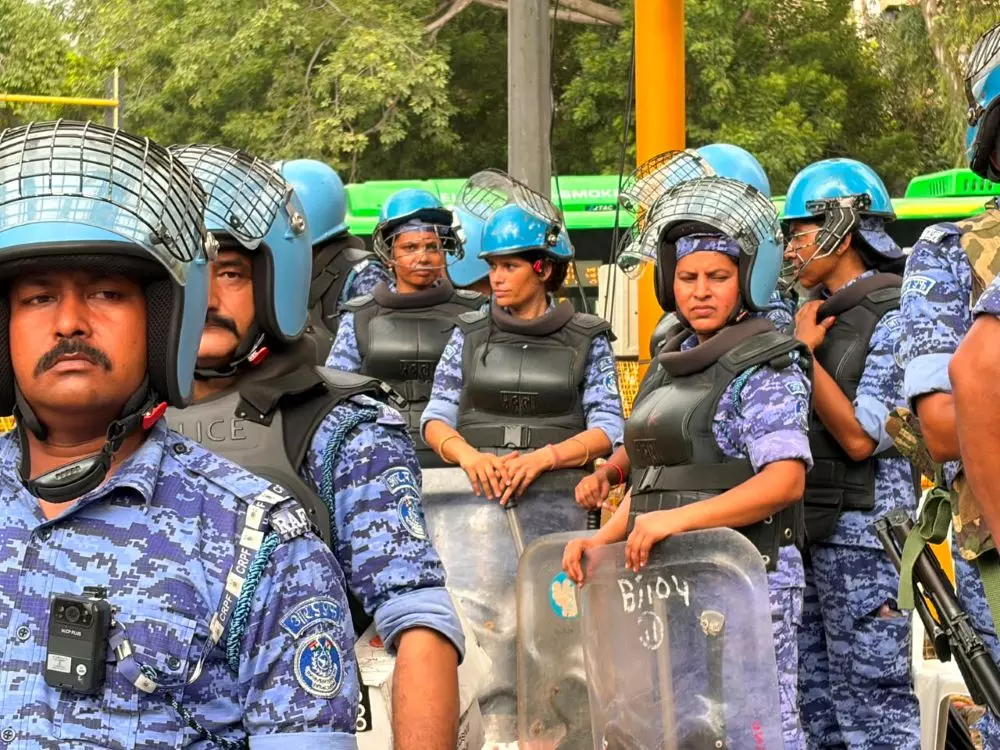 The men and women in uniform, tasked with containing the outpouring of youth angst. Photo: Eshan Sharma The men and women in uniform, tasked with containing the outpouring of youth angst. Photo: Eshan Sharma