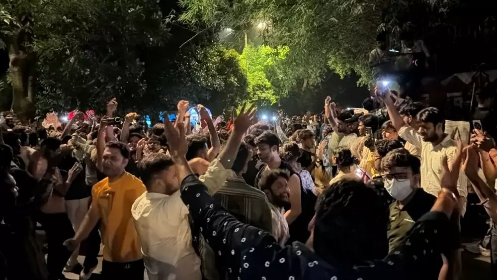A clinching victory: Protestors celebrate on Saturday (July 25) after their demands are met. Photo: Eshan Sharma A clinching victory: Protestors celebrate on Saturday (July 25) after their demands are met. Photo: Eshan Sharma