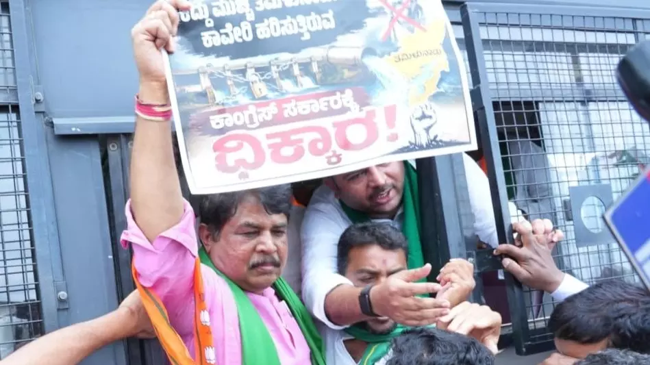 BJP protests against Cauvery water-sharing issue
