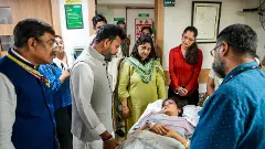 Union Minister Ram Mohan Naidu visits injured passenger in hospital Union Minister Ram Mohan Naidu visits injured passenger in hospital