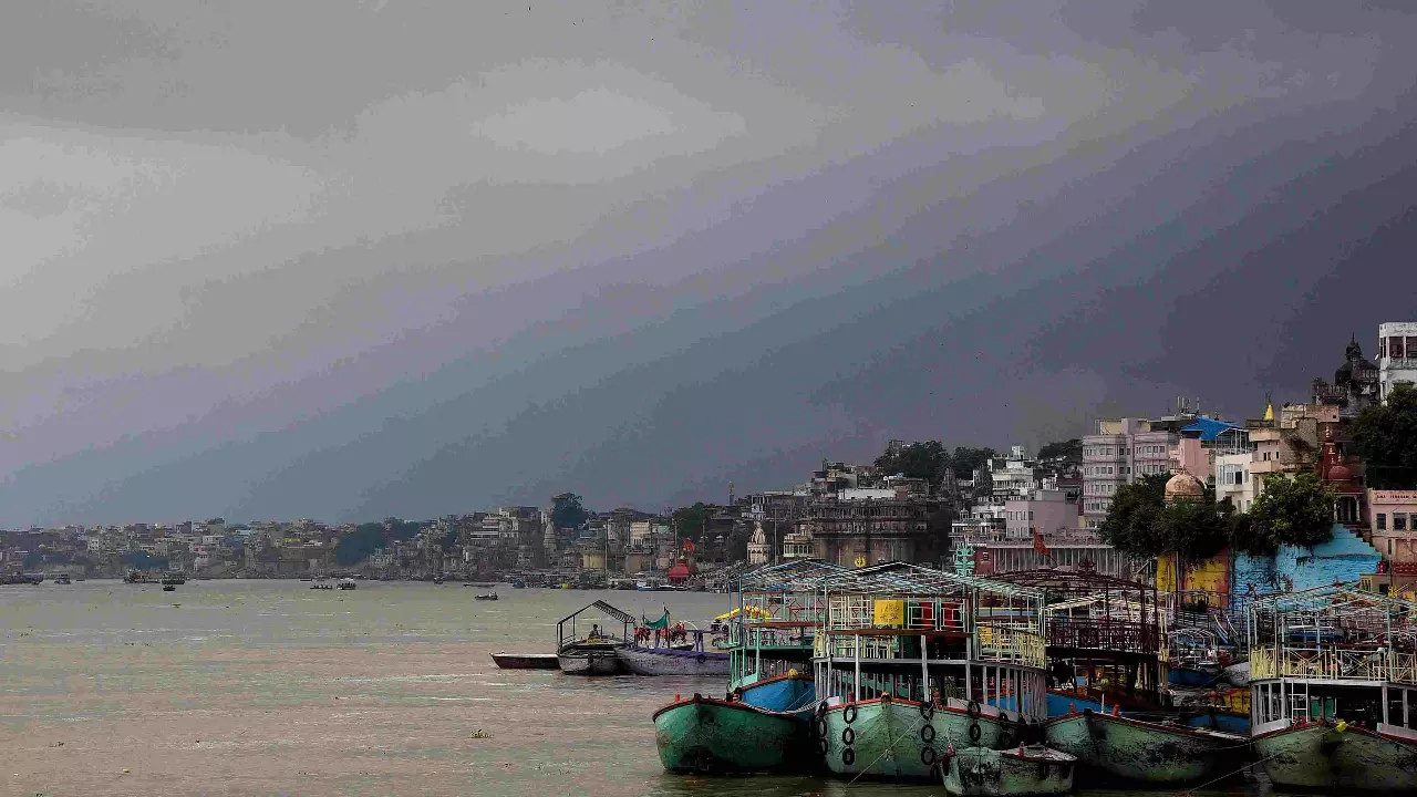 Water level of the Ganga river rises amid monsoon rains, in Varanasi