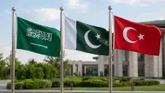 Turkiye Paksitan Saudi Arabia flags Turkiye Paksitan Saudi Arabia flags