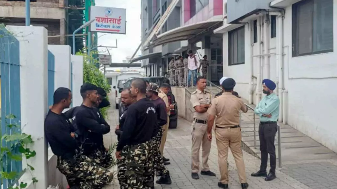 security personnel outside hospital in Nanded