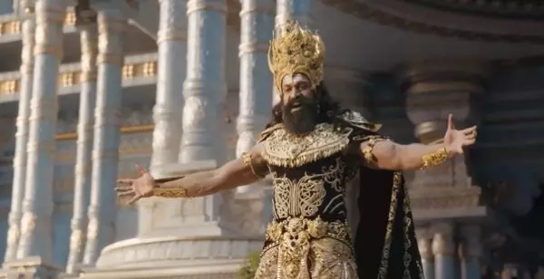Yash in a still from the Ramayana trailer. Yash in a still from the Ramayana trailer.