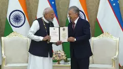 Narendra Modi Shavkat Mirziyoyev