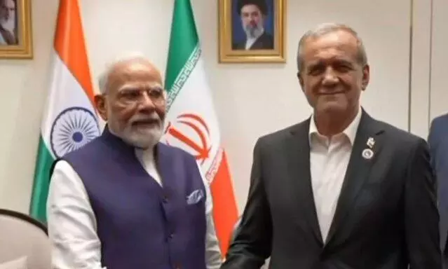 Prime Minister Narendra Modi with Iranian President Masoud Pezeshkian Prime Minister Narendra Modi with Iranian President Masoud Pezeshkian