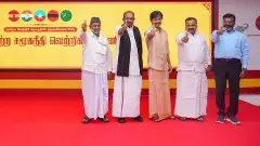 TVK chief Vijay with alliance partners