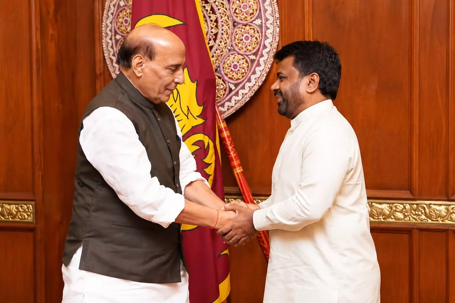 Defence Minister Rajnath Singh with Sri Lankan President Anura Kumara Dissanayake (Right) Defence Minister Rajnath Singh with Sri Lankan President Anura Kumara Dissanayake (Right)