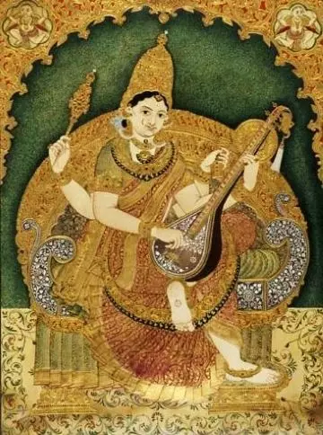 A 19th-century Mysore painting of Saraswati. Photo: Wikipedia A 19th-century Mysore painting of Saraswati. Photo: Wikipedia