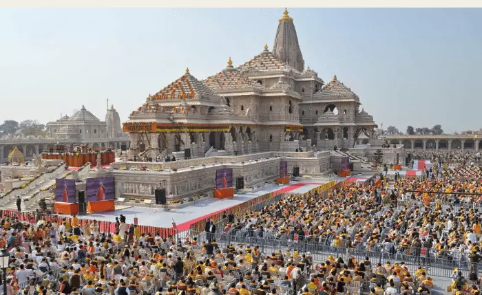 The BJP, which for decades centred its political mobilisation on the Ram temple in Ayodhya, now finds itself alienated by some of the very platforms through which religious and political identities intersected. Photo: PTI&nbsp;  