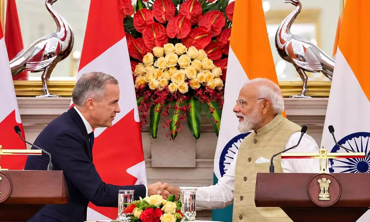 Prime Minister Narendra Modi with his Canadian counterpart Mark Carney