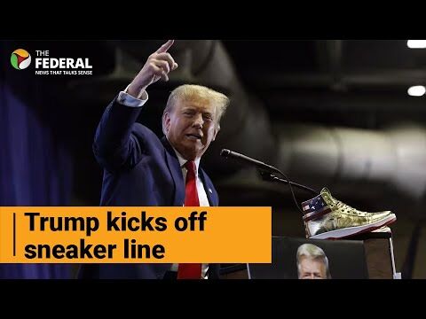 Trump unveils sneaker brand day after $355-million fine in fraud trial