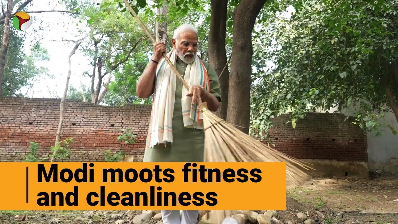 Modi leads fitness drive, broom in hand