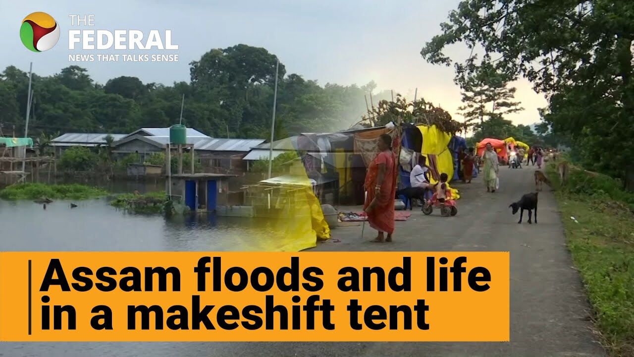 Grim flood scenario in Assam forces people into a makeshift tent; 84 dead, lakhs affected